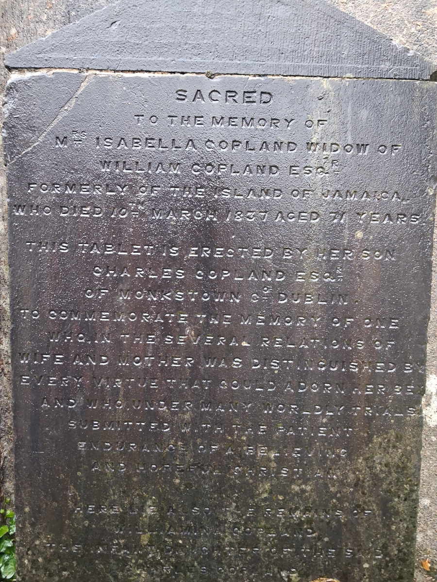 Memorial to Isabella Copland at St Nicholas' Collegiate Church in Galway City